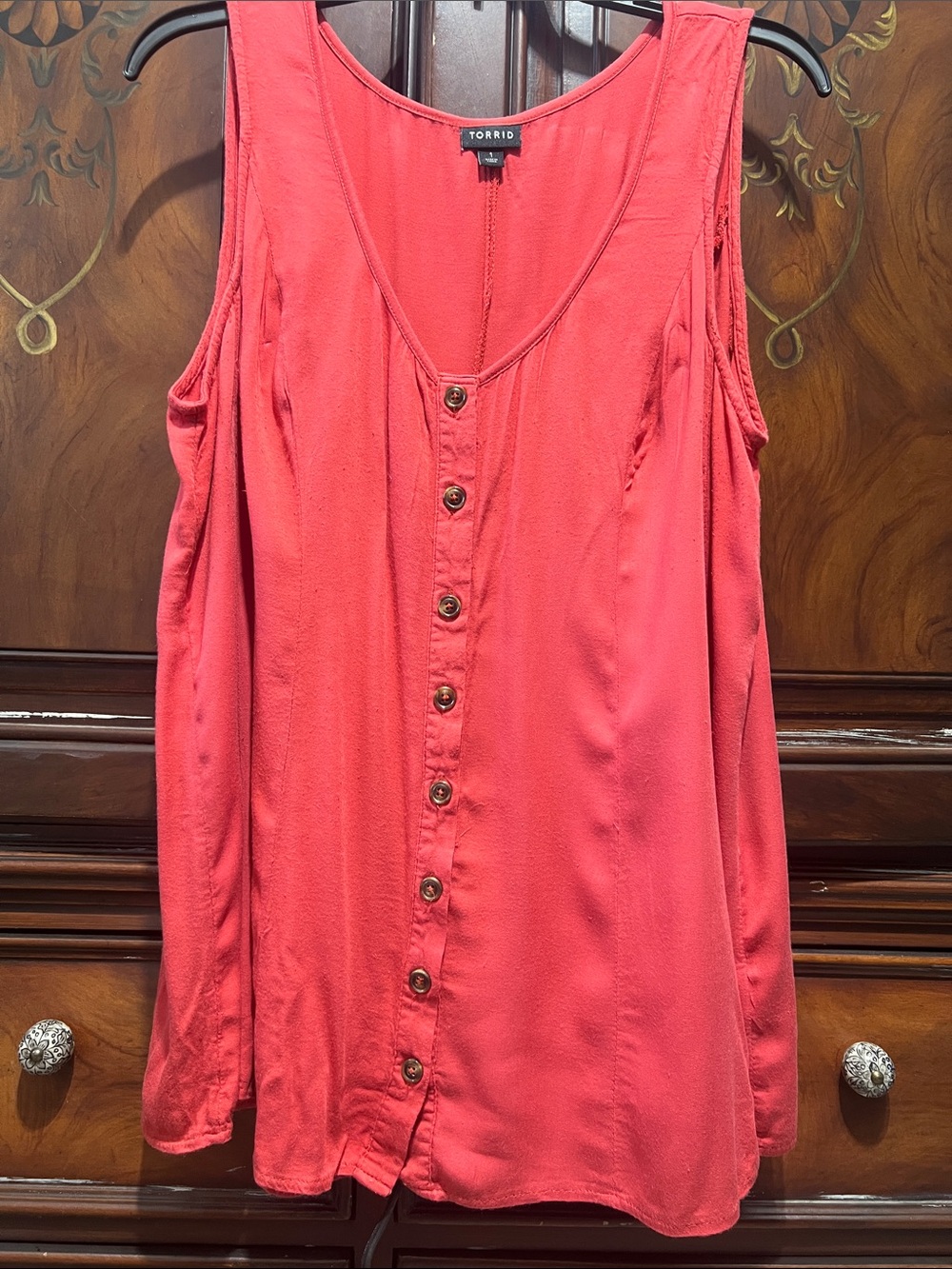 torrid Coral Button-Front Sleeveless Tank